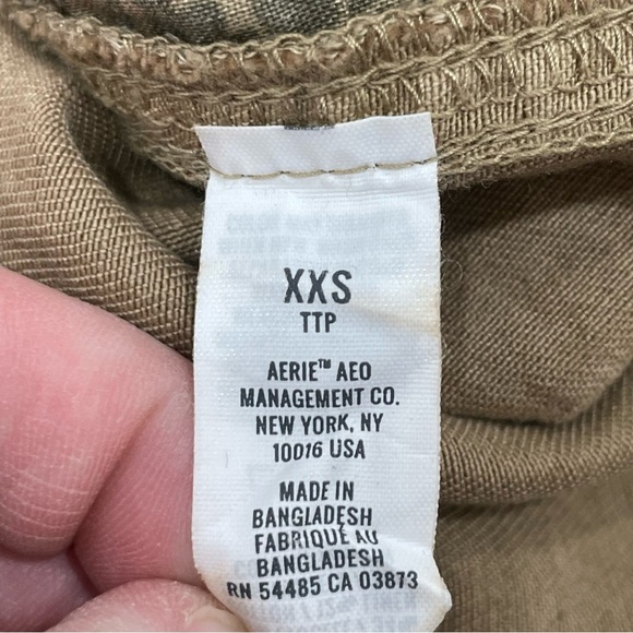 Aerie Women's XXS Adventure Shorts High Rise Linen Blend Raw Hem Boho Tan Khaki - Picture 9 of 14